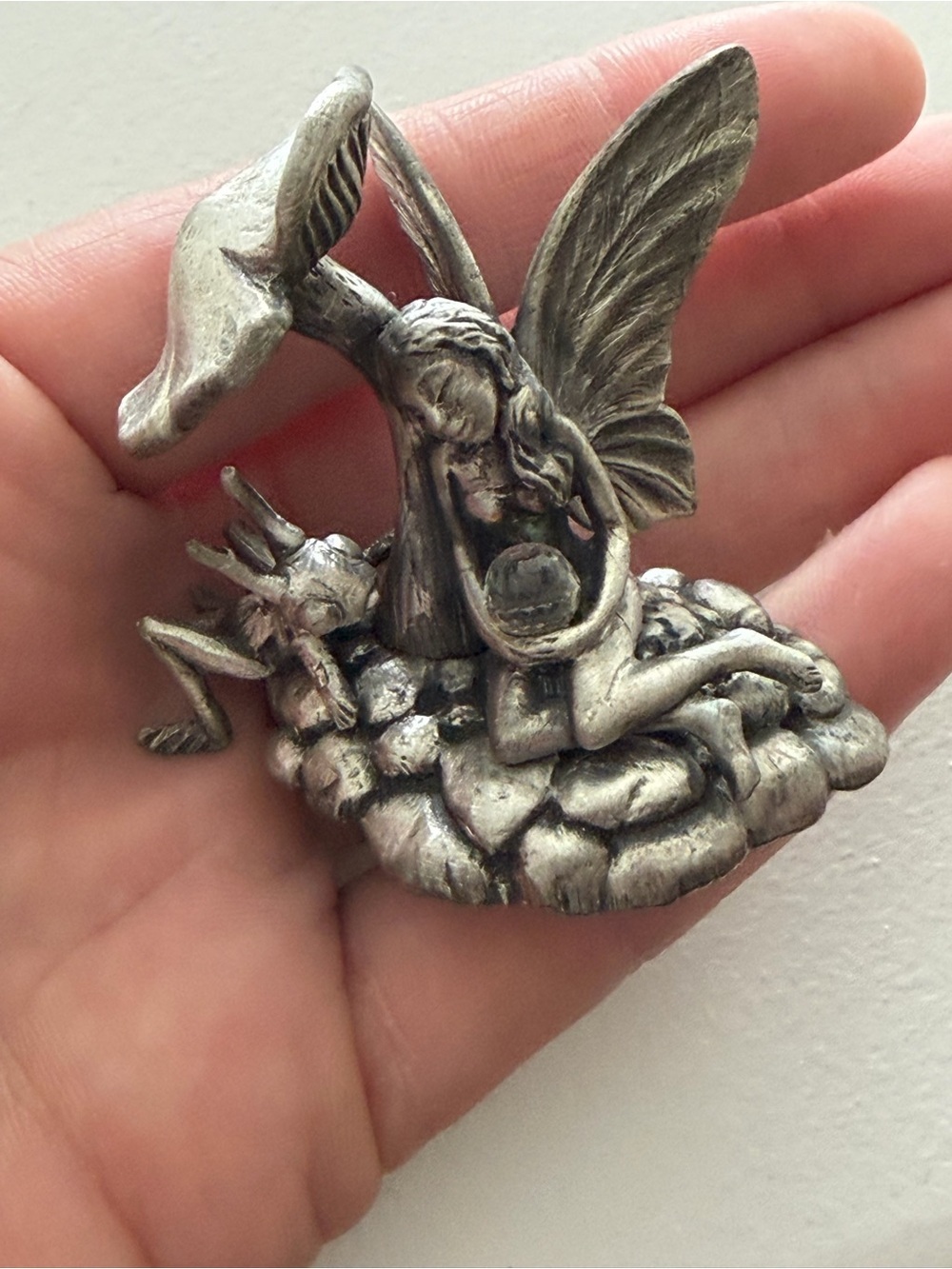 Vintage Pewter Fairy Mini Figurine - heavy - Picture 6 of 6